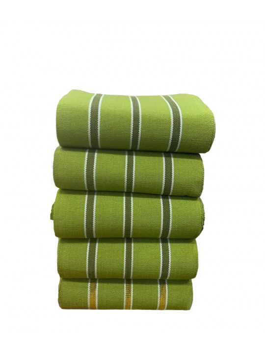 New Stripped Aso Oke Bundle Fabric | Olive Green
